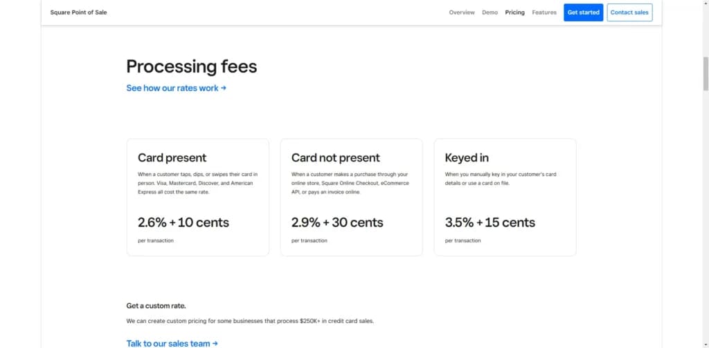 Square processing fees Price
