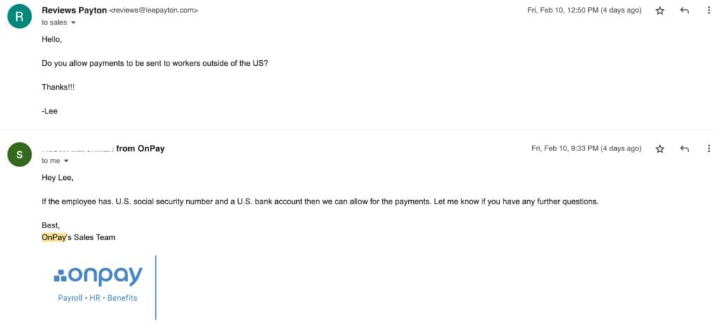 OnPay Email Support