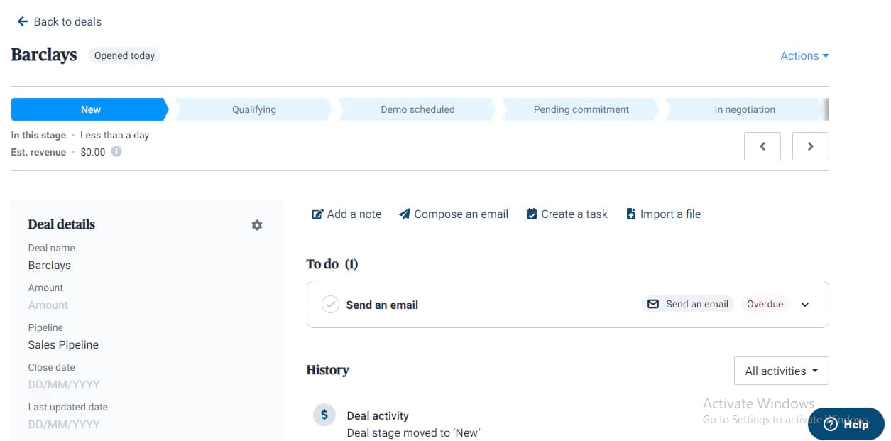 sendinblue crm pipeline management