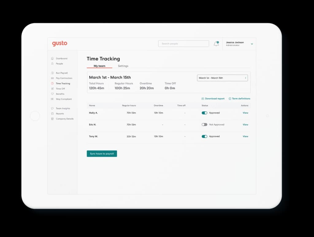 Gusto Time tracking