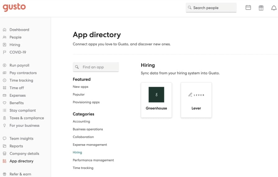 gusto app integrations