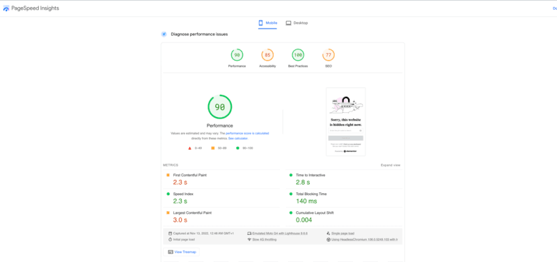 Elementor performance result