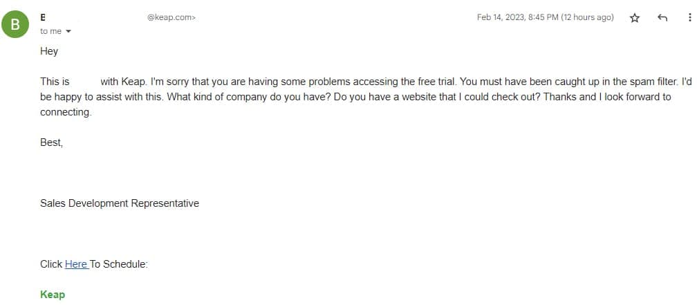 Keap email support
