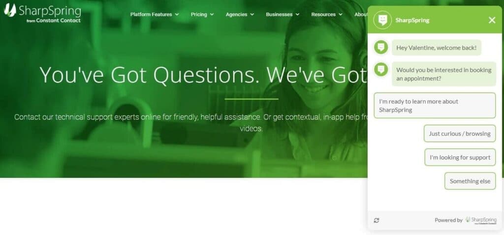 SharpSpring chatbot