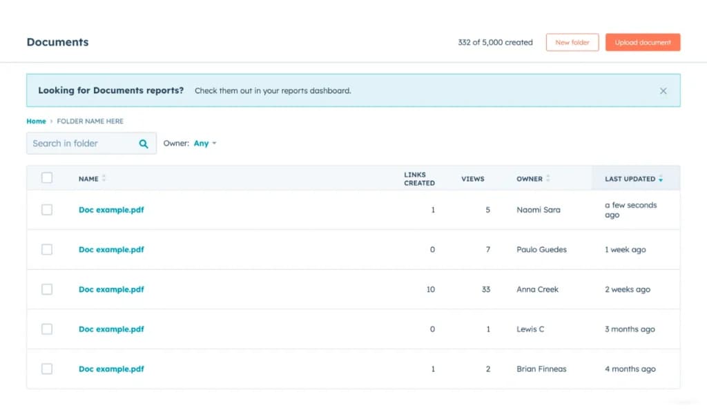 Hubspot File Sharing & Document Management