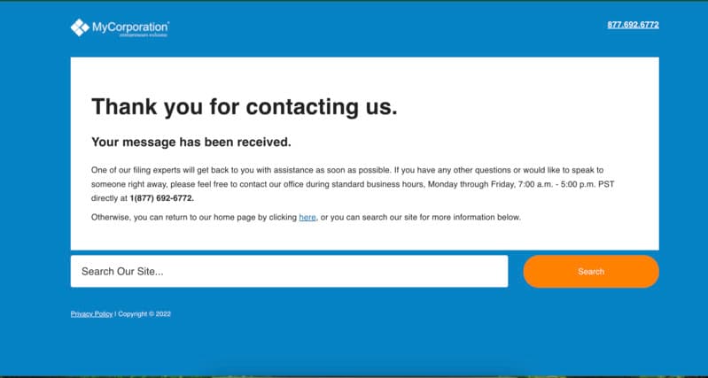 1st Contact Form - Sent