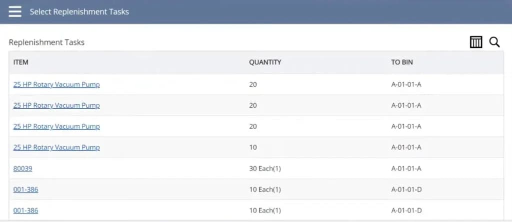 Oracle netsuite Replenishment