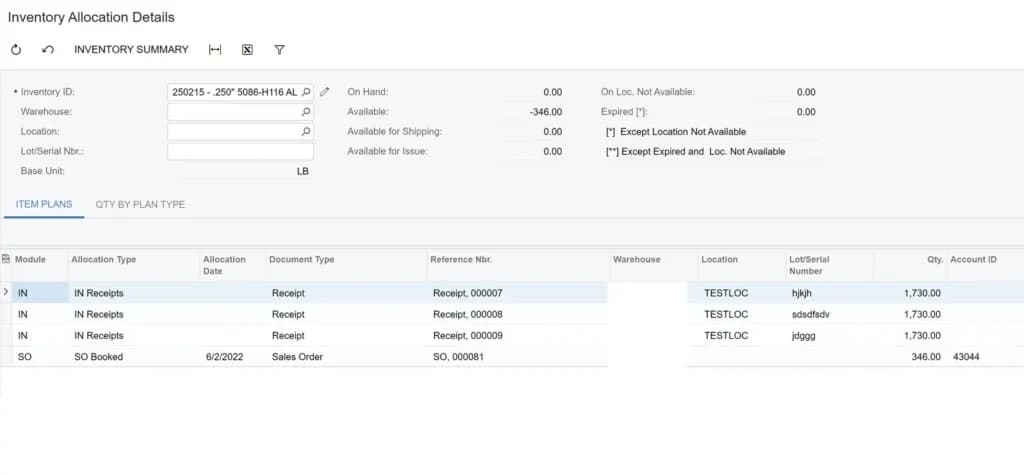 Acumatica Advanced Inventory Features