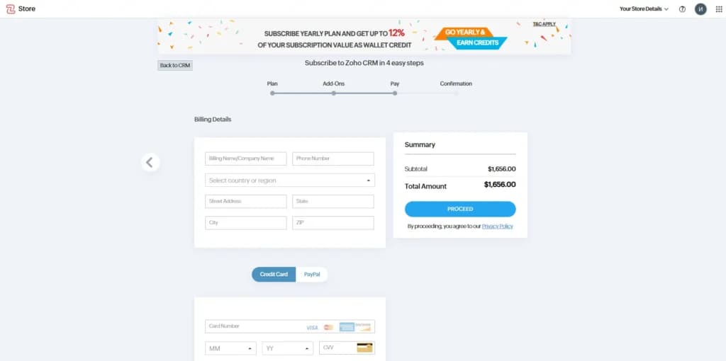 ZOHO Subscription process 3