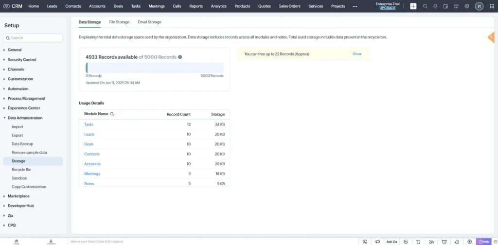 ZOHO Data Administration