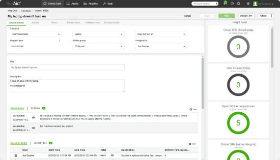 Features BI Analytics SysAid