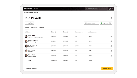 Rippling dashboard