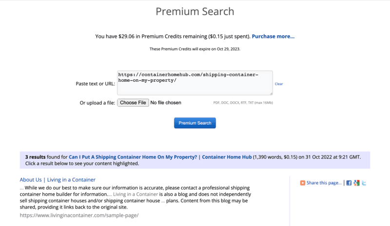 Copyscape premium search features