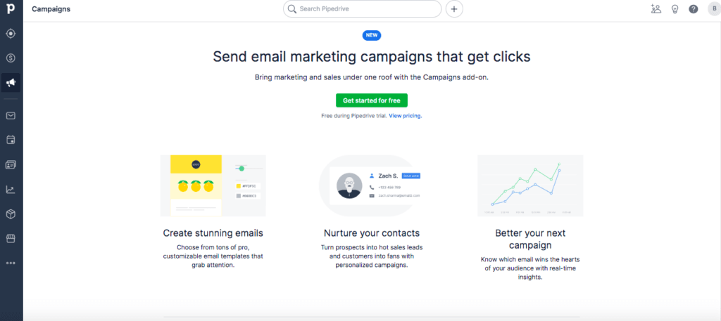 Pipedrive marketing automation platform dashboard