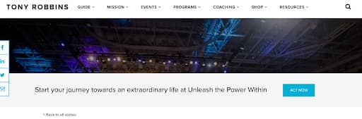 Landing page for a Tony Robbins product