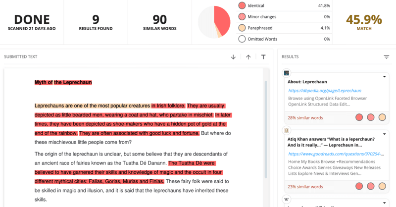 Copyleaks performance of accuracy of report