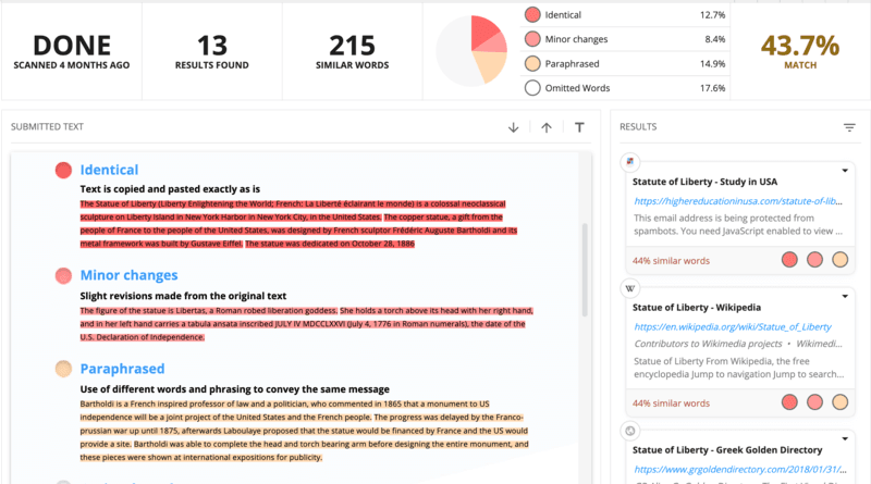 Copyleaks features for plagiarism checker