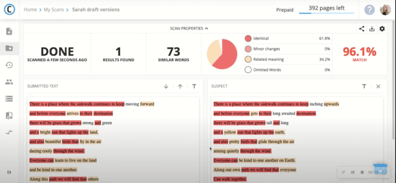Document breakdown analysis - Copyleaks