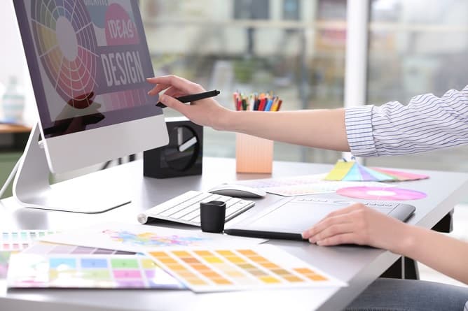 A graphic designer at work