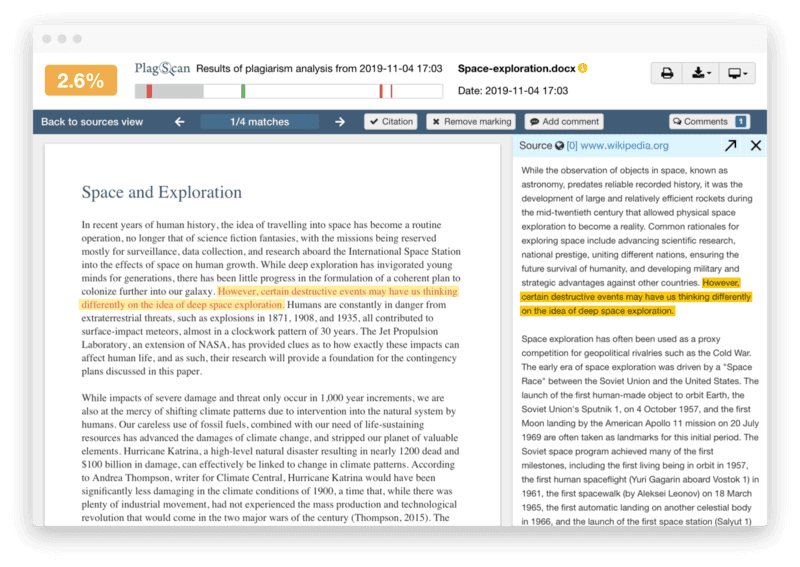PlagScan ease of using the plagiarism checker