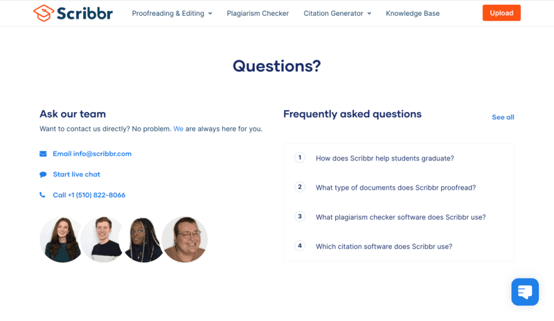Scribbr customer support-ask the team