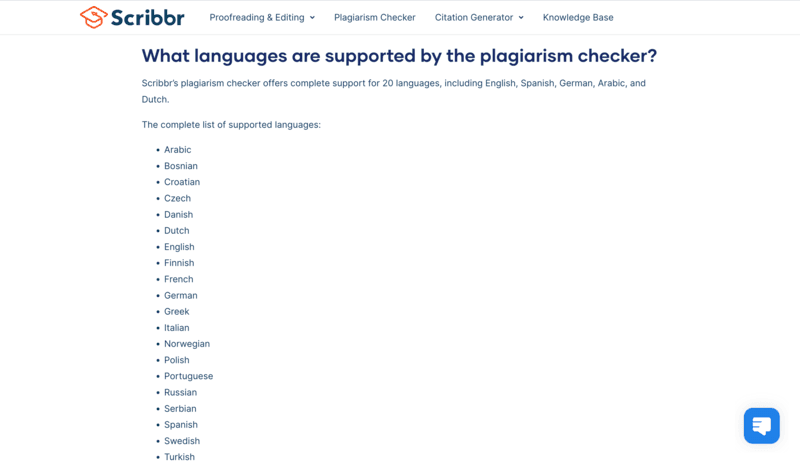 Scribbr supported languages
