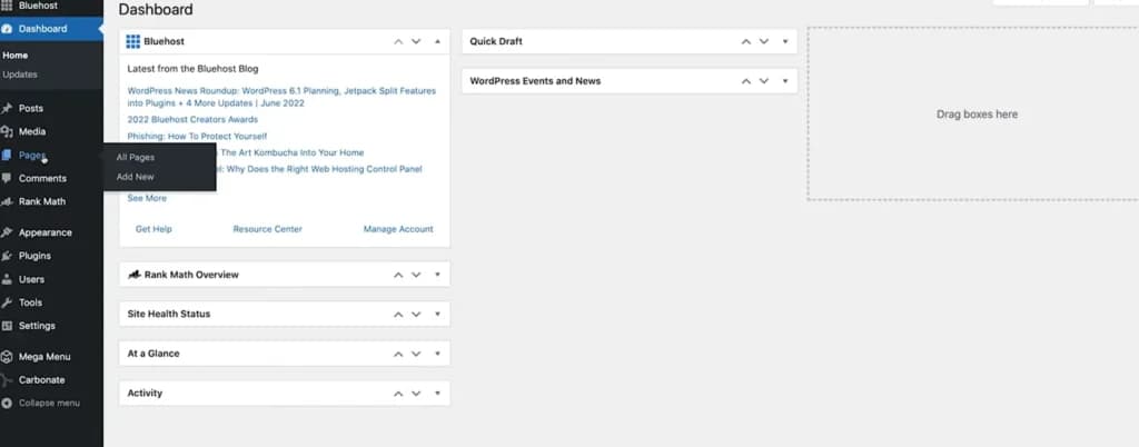 add a new page in Wordpress