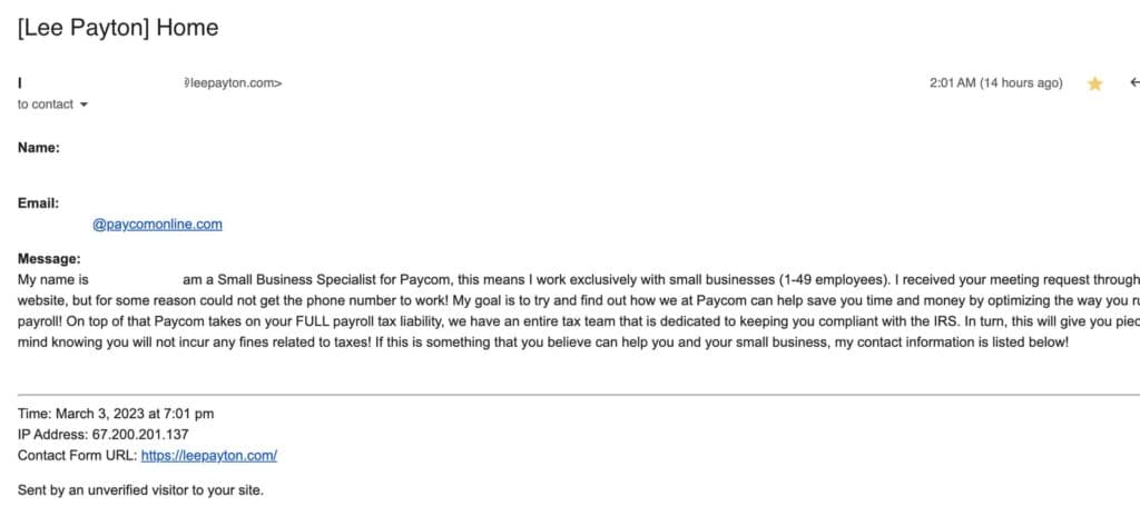 Paycom email reply