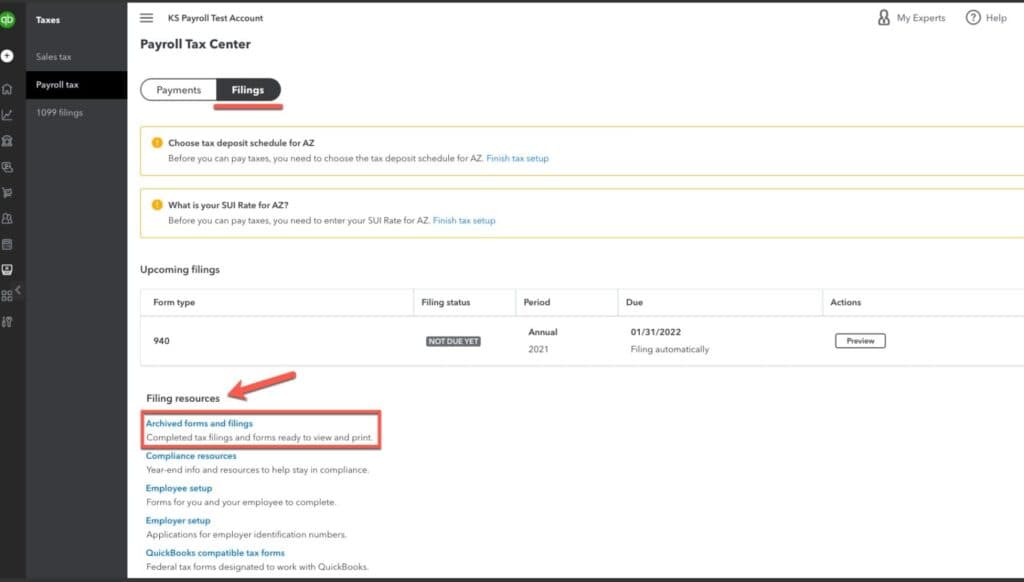 QuickBooks Auto Taxes and Forms