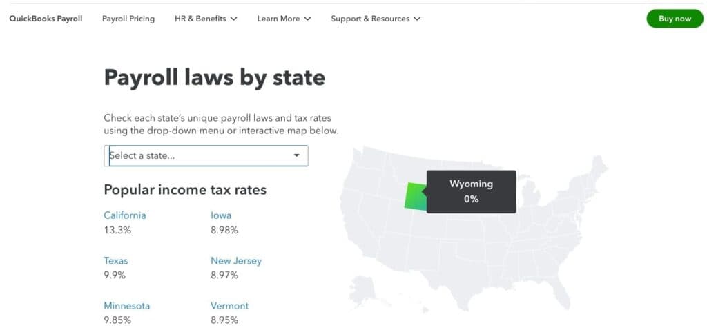 QuickBooks Payroll Tax map