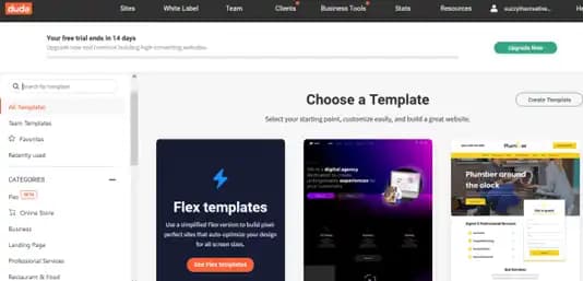 Duda Template options - website templates to choose from