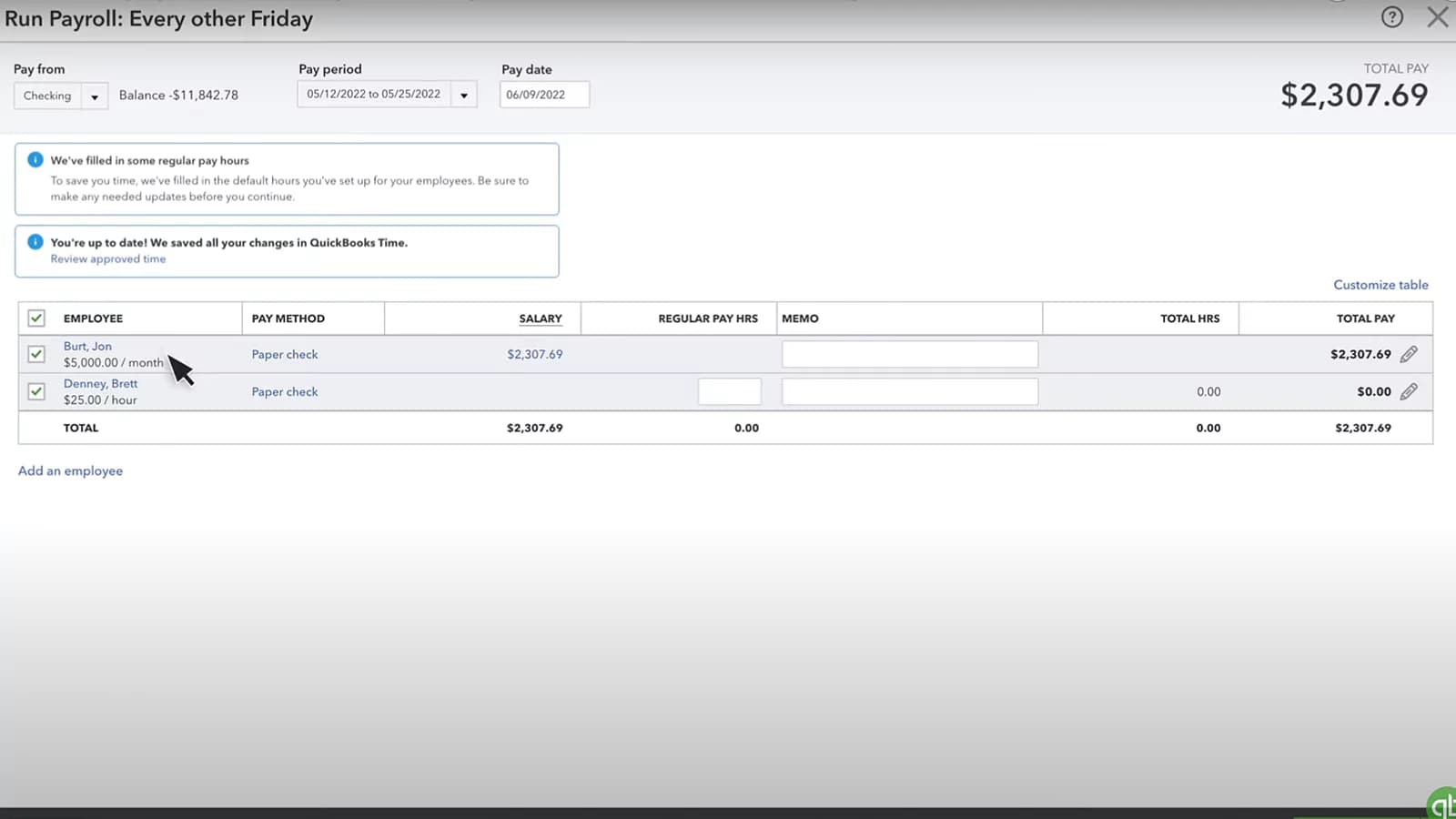 quickbooks automated payroll processing