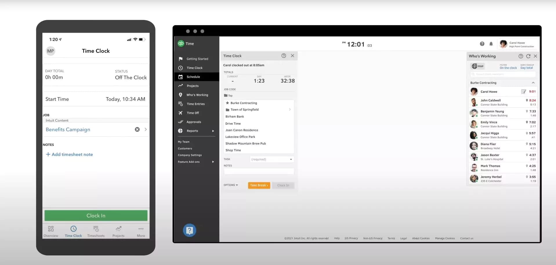 time tracking scheduling quickbooks