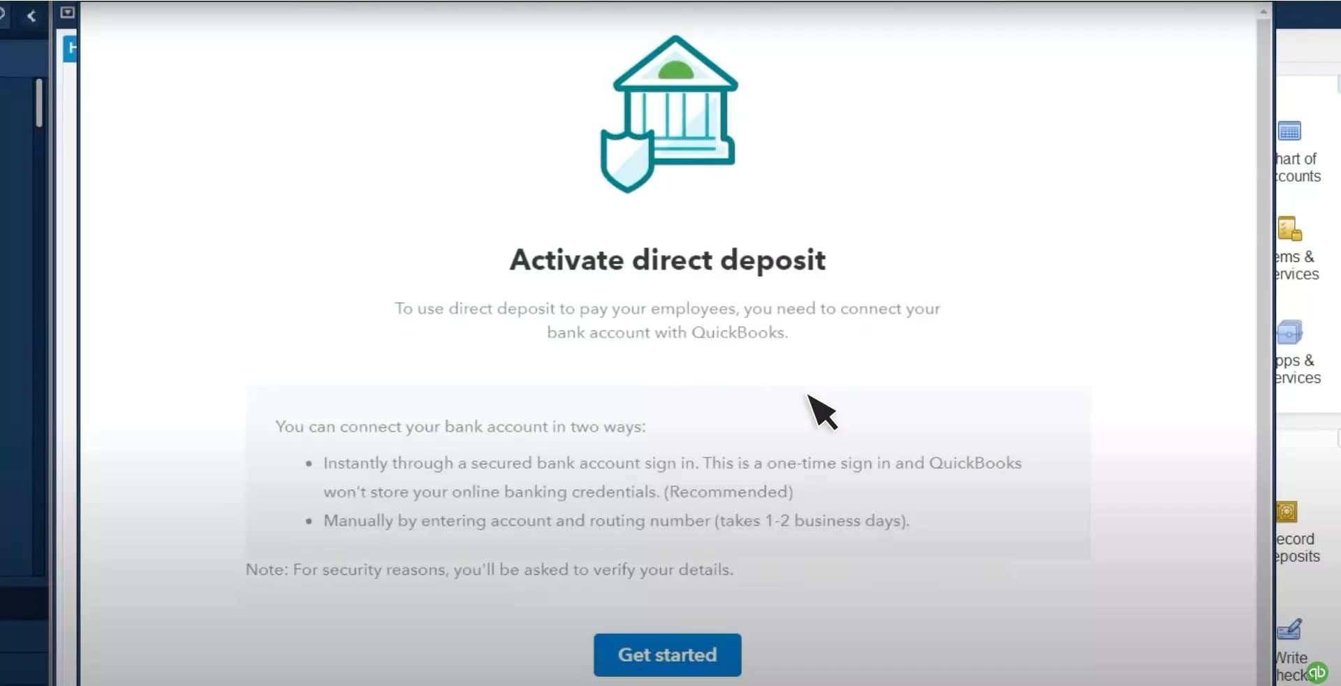 activate direc deposit quickbooks
