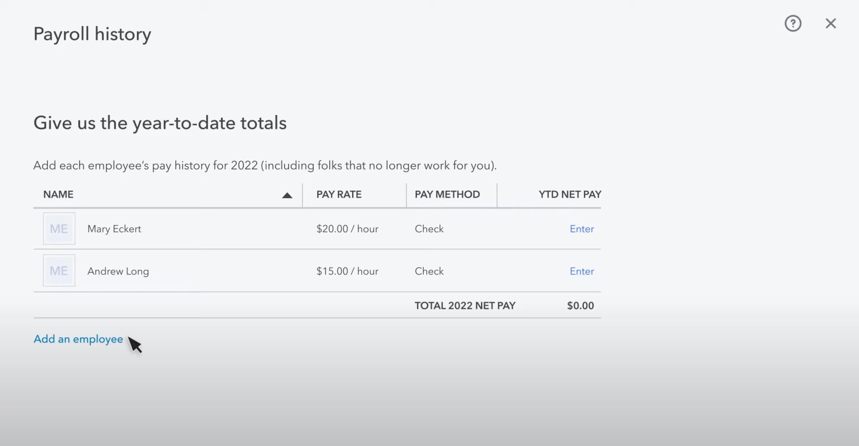 QuickBooks Payroll History