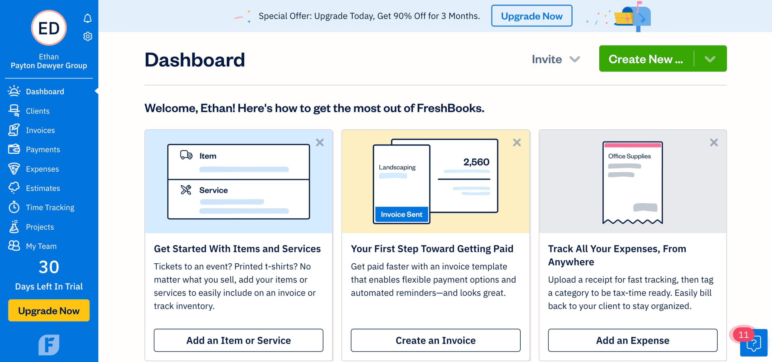 FreshBooks Accounts Payable dashboard