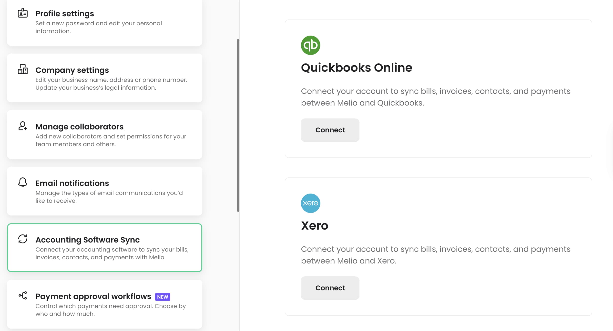 Melio Accounts Payable integration link