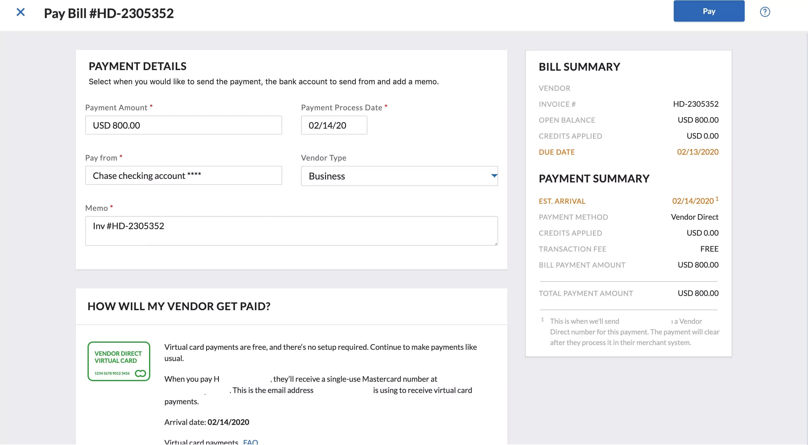 bill.com Accounts Payable pay
