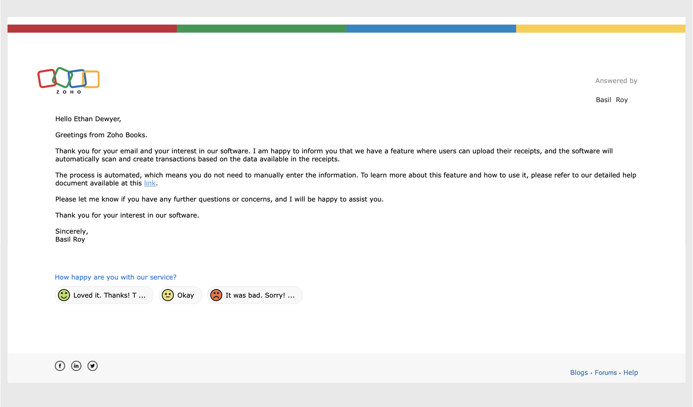 Accounts Payable Zoho Books email support