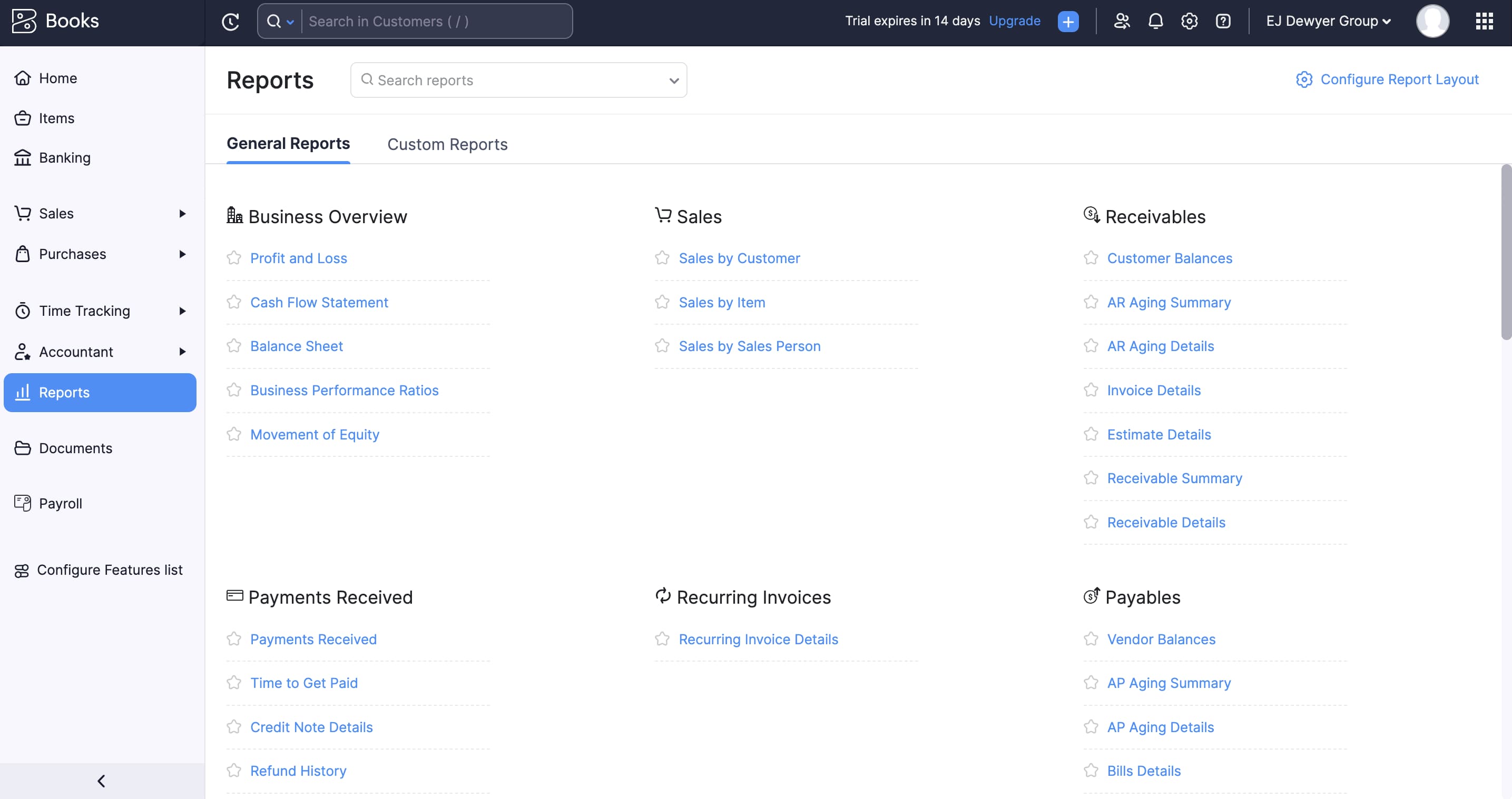 Accounts Payable Zoho Books reports