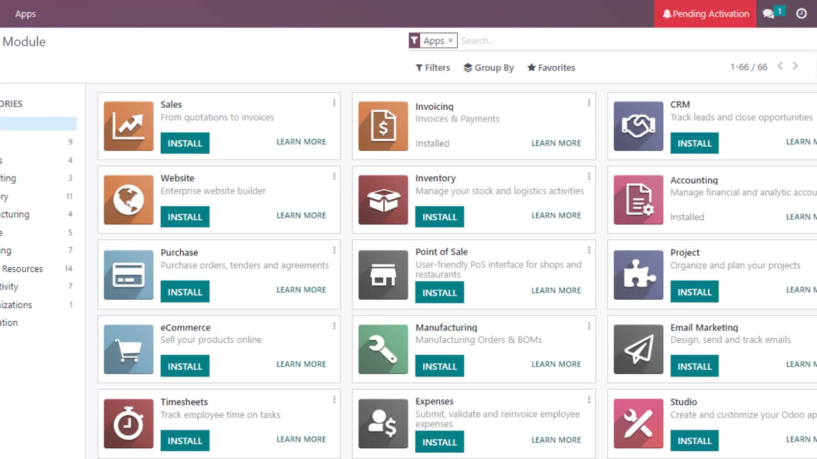Odoo Accounts Receivable modules