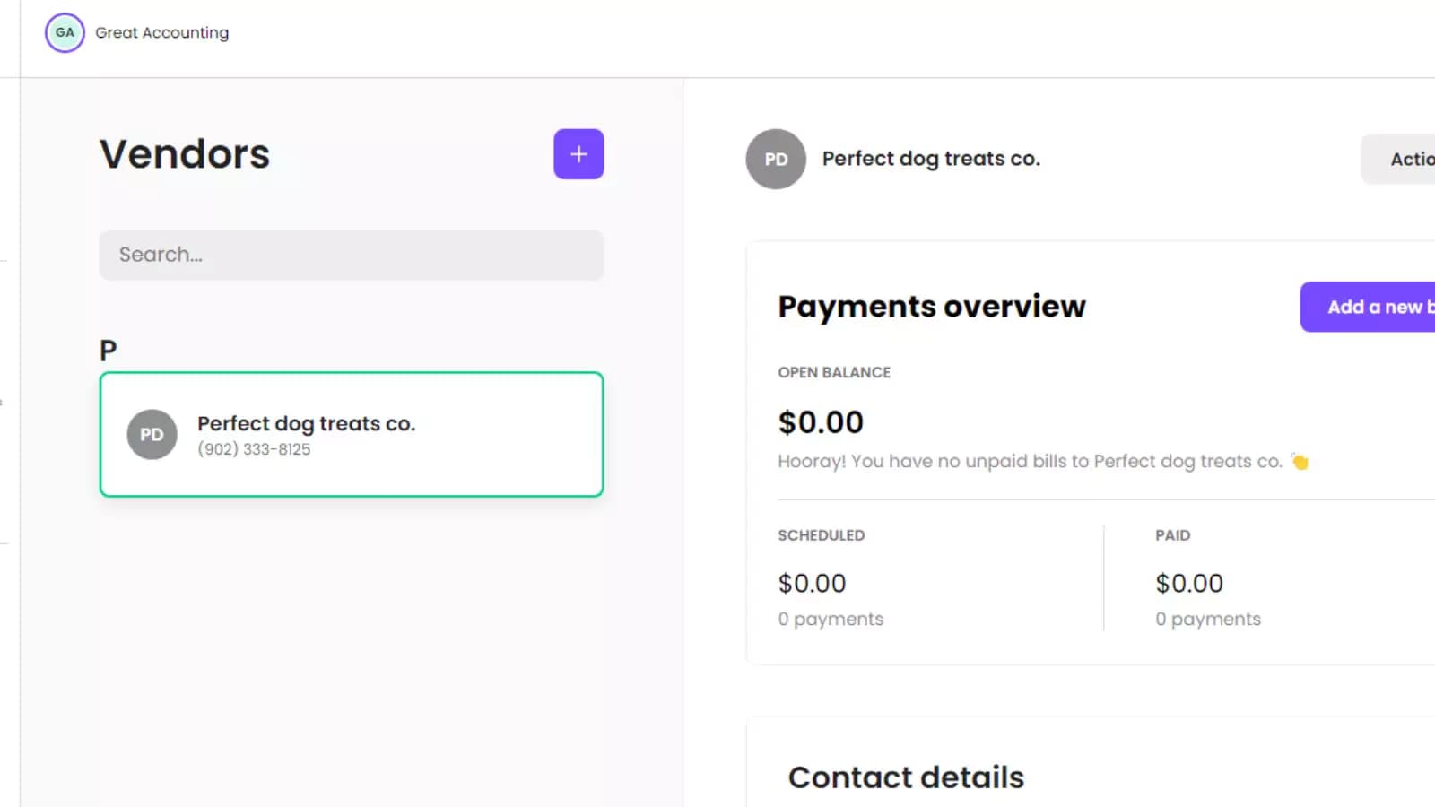 melio Accounts Receivable dashboard vendors
