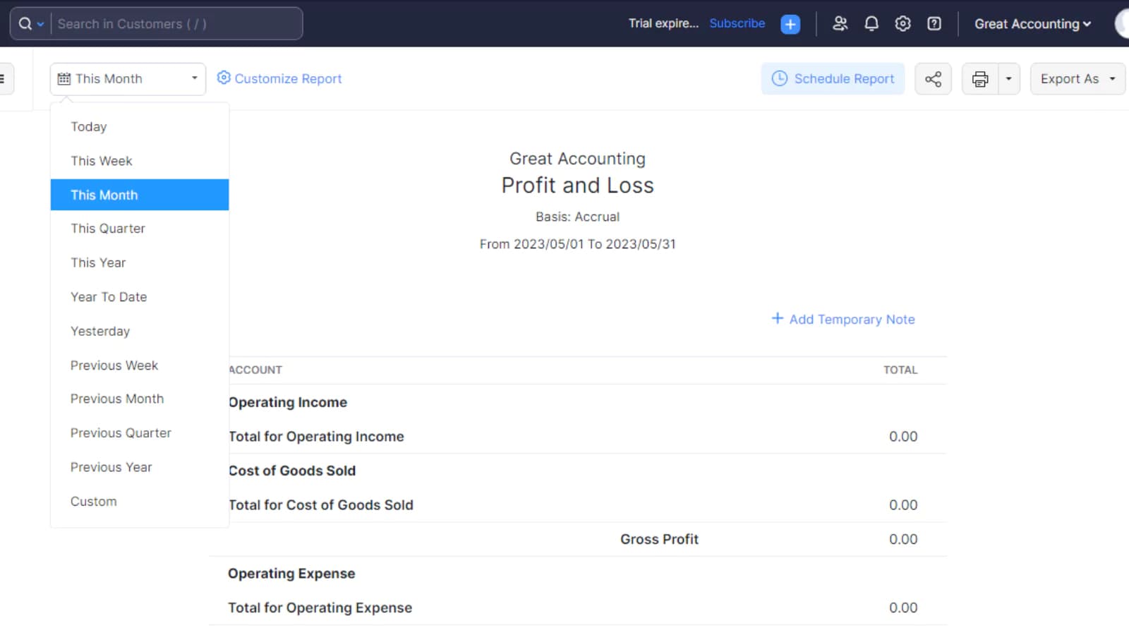 ZohoBooks Accounts Receivable reports
