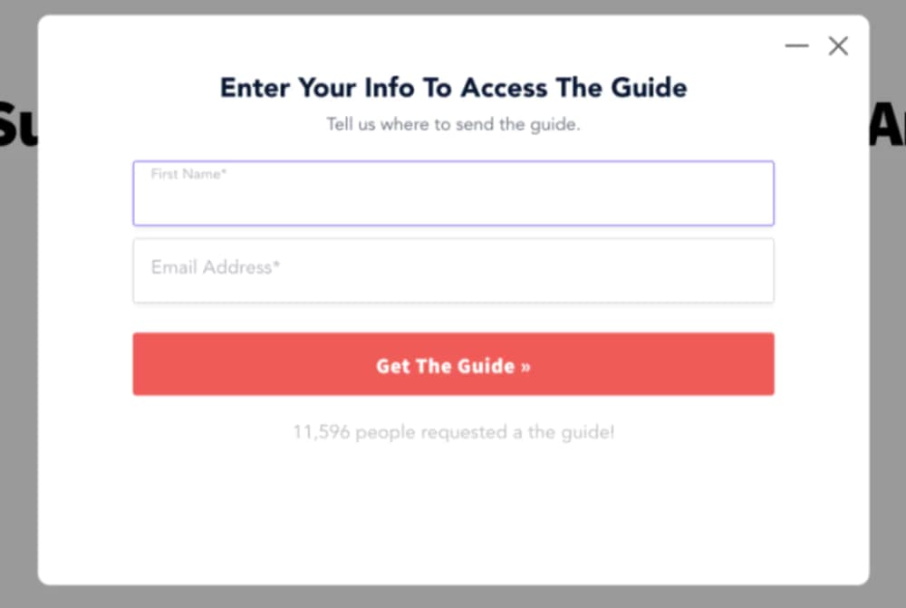 GetLeadForm uses a clear, simple and effective lead form to build their email list