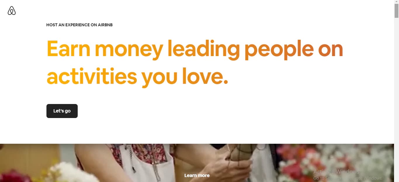 Airbnb landing page