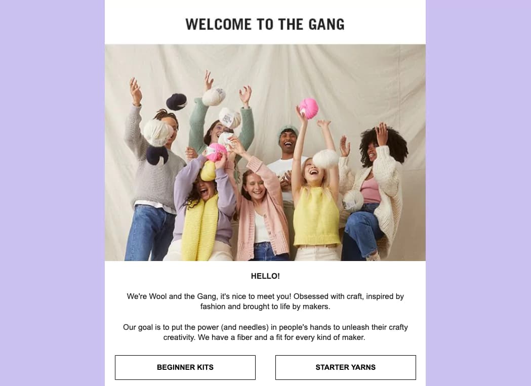 Email from Wool and the Gang