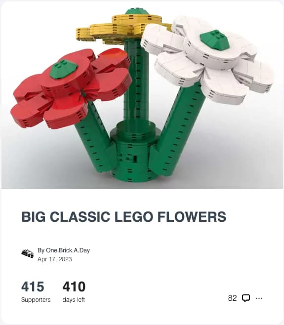 A LEGO Ideas submission of classic LEGO flowers, as seen on the LEGO Ideas website.