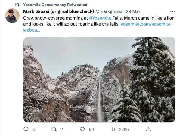 UGC on Twitter for Yosemite Conservancy