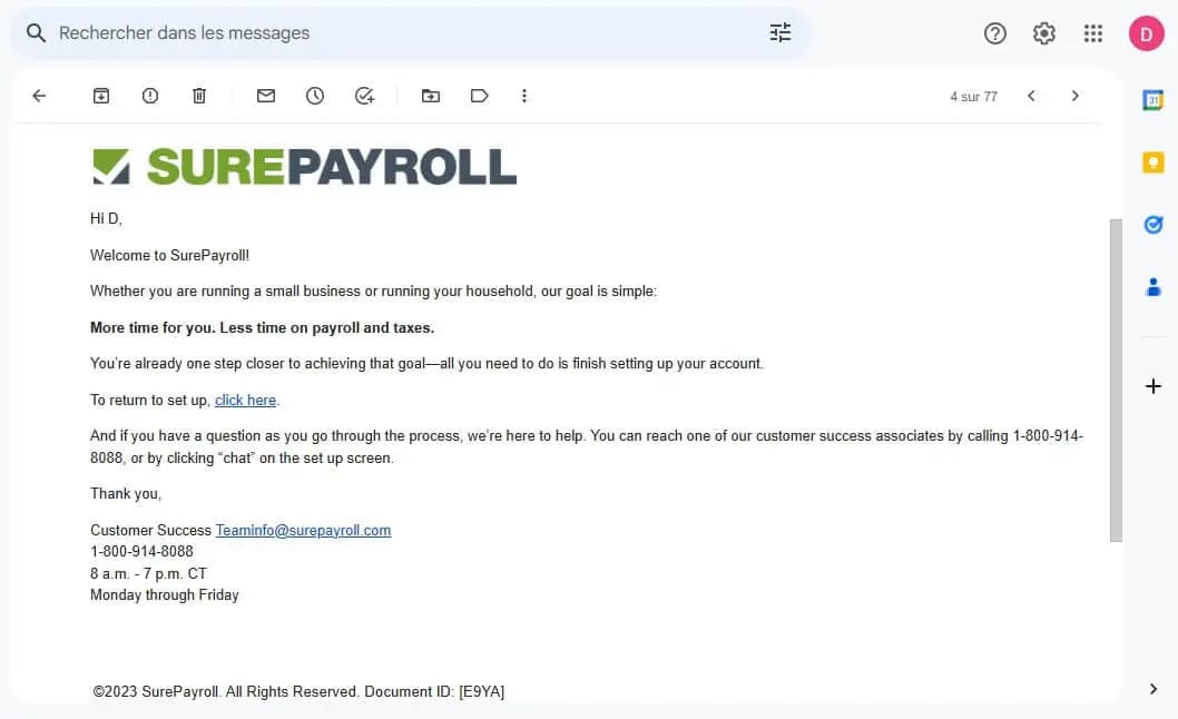 Surepayroll email support