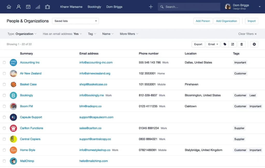 Capsule Customer Contact Management